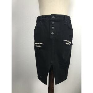 Joe's Jeans Distressed Frayed Stretch Button Fly Denim Skirt